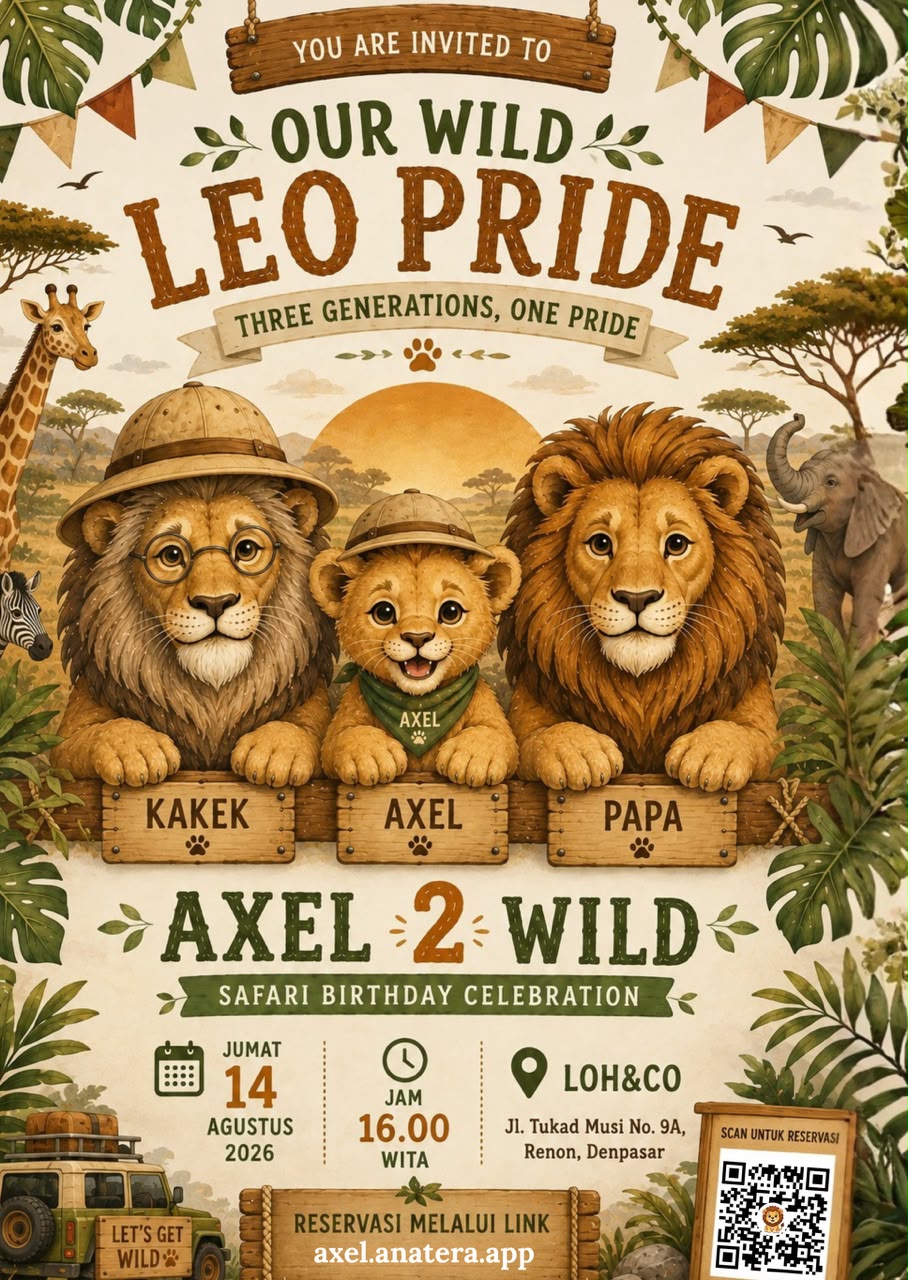 Poster ulang tahun safari Axel 2 Wild